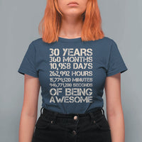 Vintage 30th Birthday Gift T Shirt For Women 30 Years Of Being Awesome
