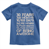 Vintage 30th Birthday Gift Toddler T Shirt 30 Years Of Being Awesome