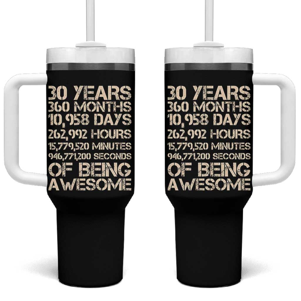 Vintage 30th Birthday Gift Tumbler With Handle 30 Years Of Being Awesome