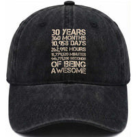 Vintage 30th Birthday Gift Washed Cotton Baseball Cap 30 Years Of Being Awesome