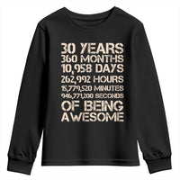 Vintage 30th Birthday Gift Youth Sweatshirt 30 Years Of Being Awesome