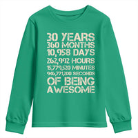 Vintage 30th Birthday Gift Youth Sweatshirt 30 Years Of Being Awesome