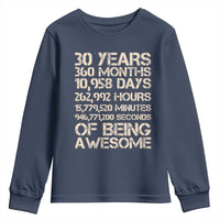 Vintage 30th Birthday Gift Youth Sweatshirt 30 Years Of Being Awesome