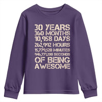 Vintage 30th Birthday Gift Youth Sweatshirt 30 Years Of Being Awesome