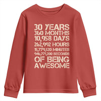 Vintage 30th Birthday Gift Youth Sweatshirt 30 Years Of Being Awesome