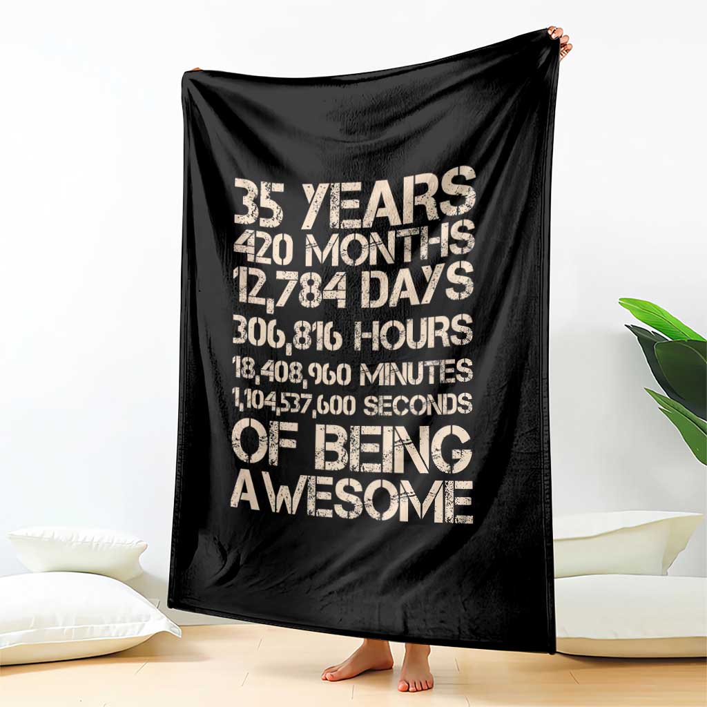 Vintage 35th Birthday Gift Throw Blanket 35 Years Of Being Awesome