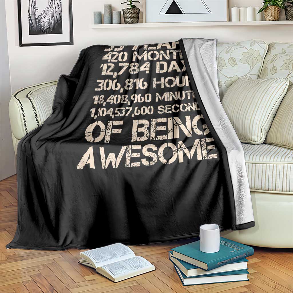 Vintage 35th Birthday Gift Throw Blanket 35 Years Of Being Awesome
