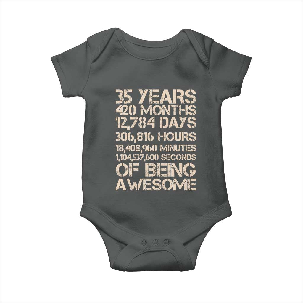 Vintage 35th Birthday Gift Baby Onesie 35 Years Of Being Awesome