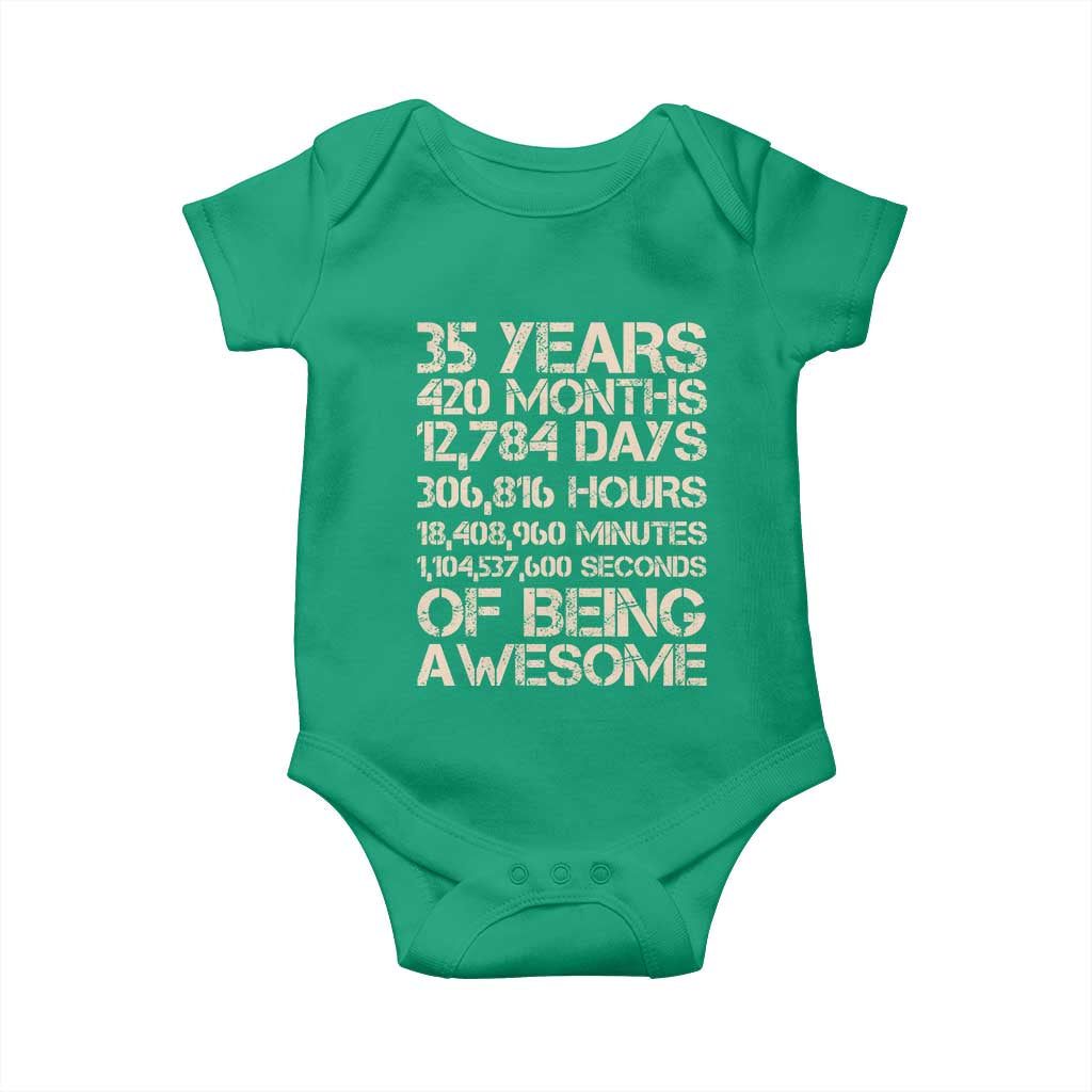 Vintage 35th Birthday Gift Baby Onesie 35 Years Of Being Awesome