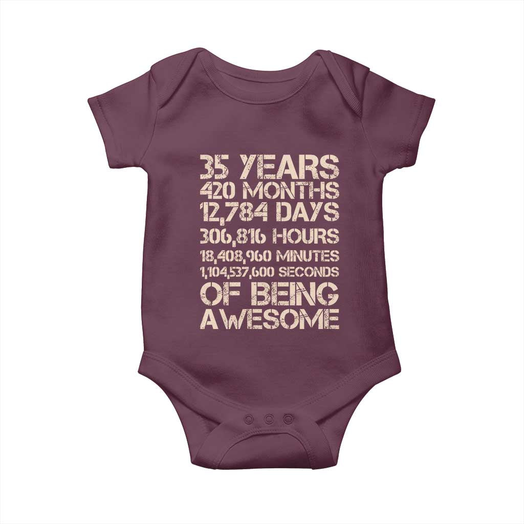 Vintage 35th Birthday Gift Baby Onesie 35 Years Of Being Awesome