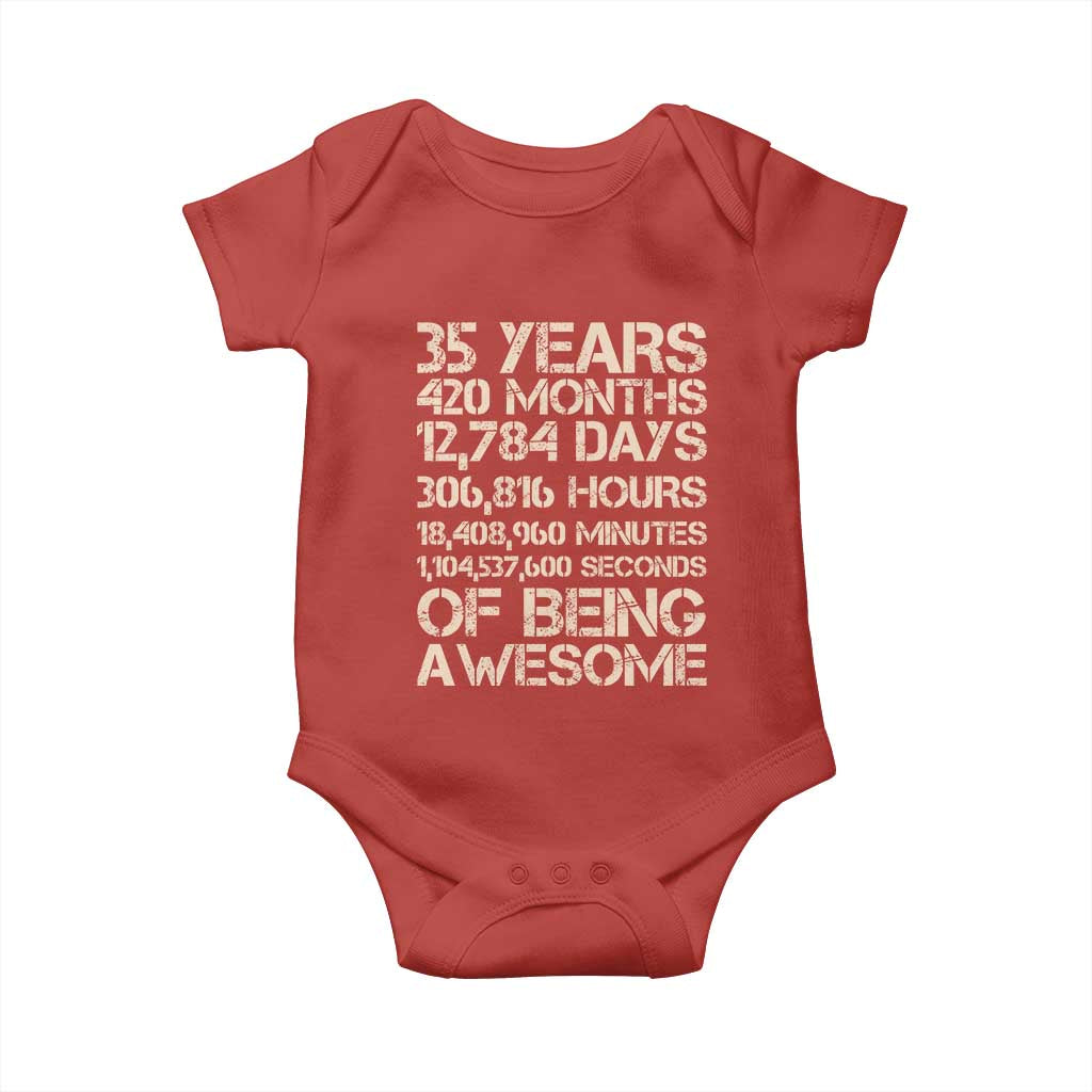 Vintage 35th Birthday Gift Baby Onesie 35 Years Of Being Awesome