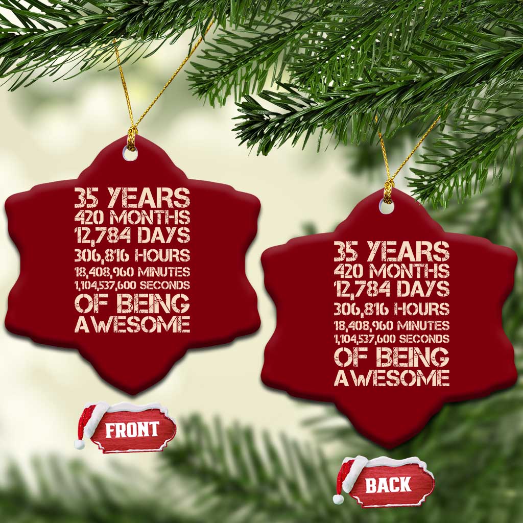 Vintage 35th Birthday Gift Ceramic Ornament 35 Years Of Being Awesome