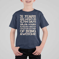Vintage 35th Birthday Gift T Shirt For Kid 35 Years Of Being Awesome