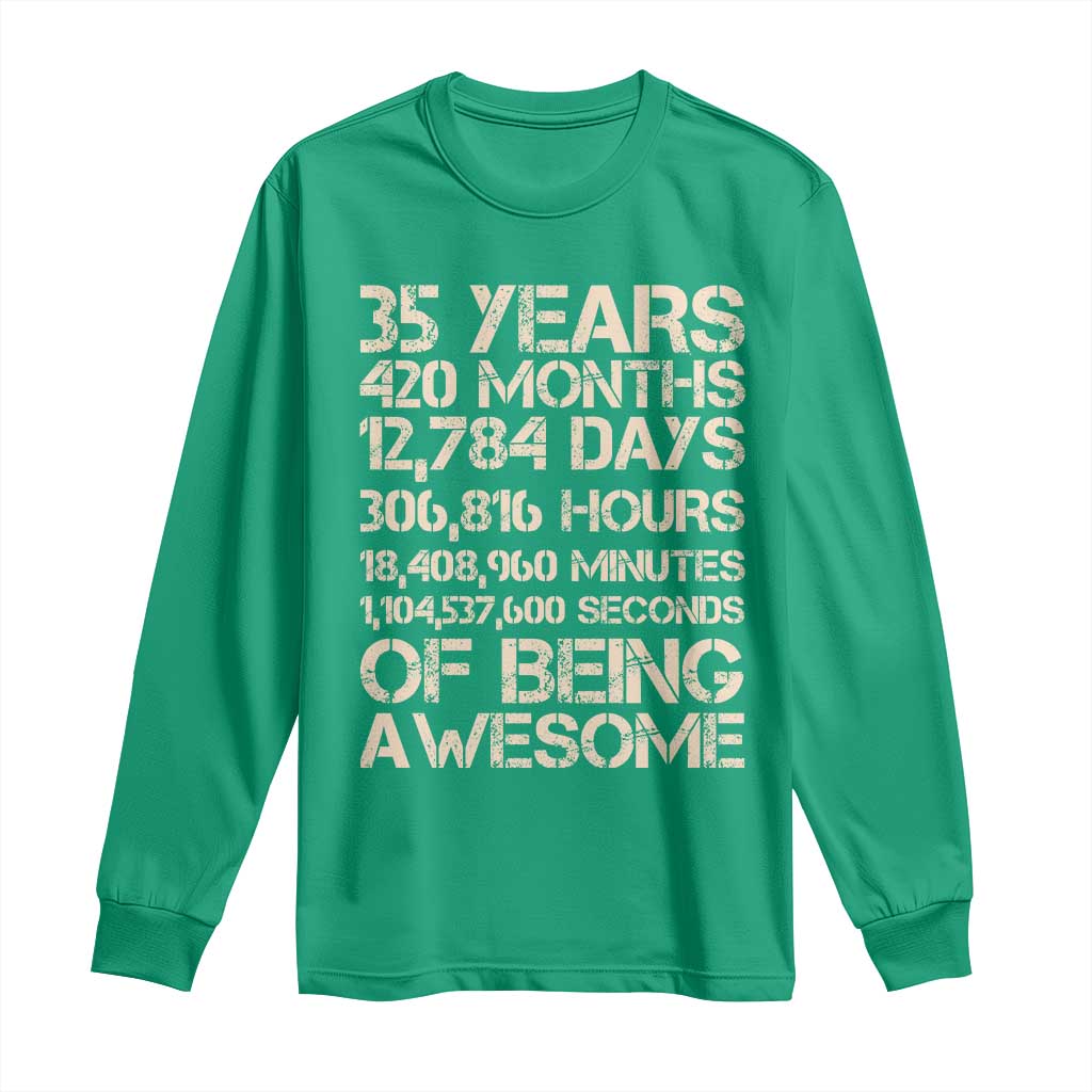 Vintage 35th Birthday Gift Long Sleeve Shirt 35 Years Of Being Awesome