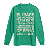 Vintage 35th Birthday Gift Long Sleeve Shirt 35 Years Of Being Awesome