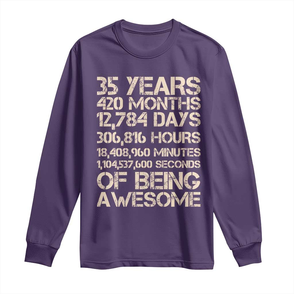 Vintage 35th Birthday Gift Long Sleeve Shirt 35 Years Of Being Awesome