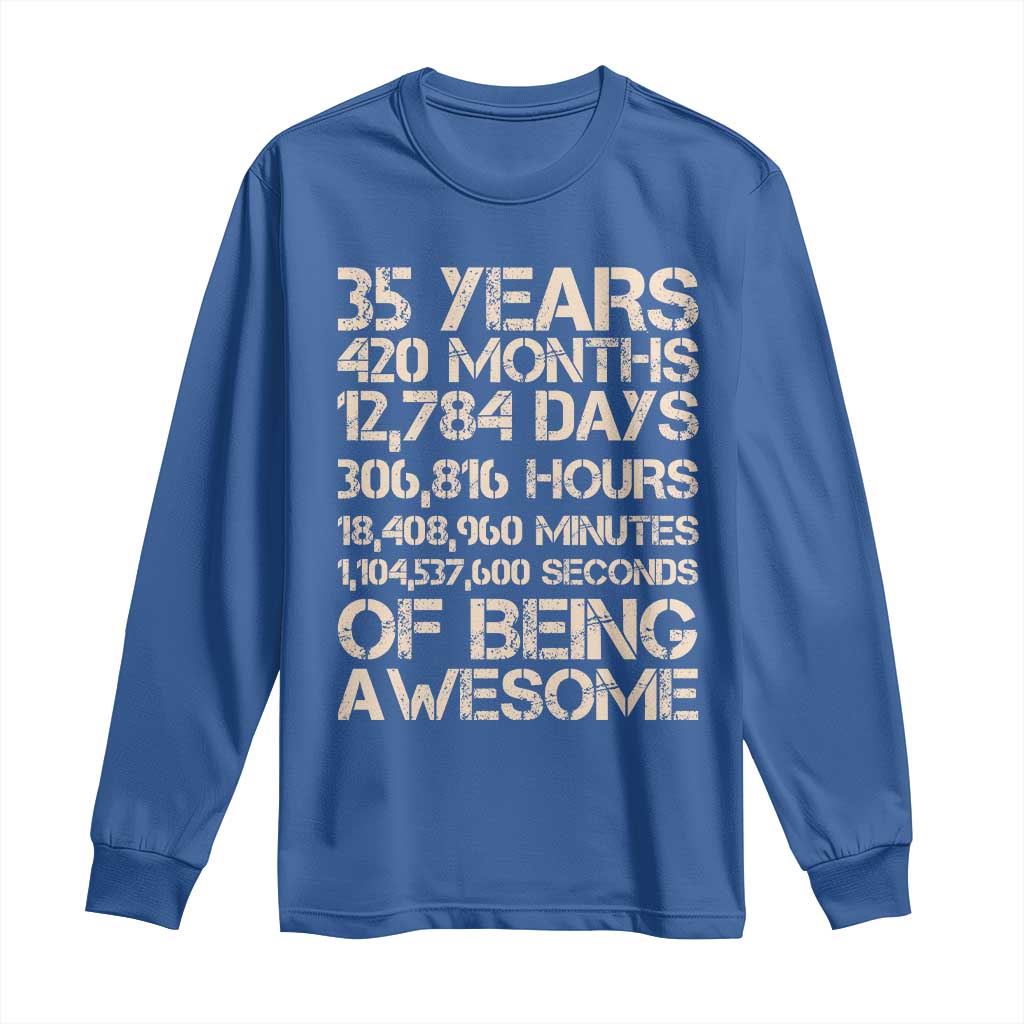 Vintage 35th Birthday Gift Long Sleeve Shirt 35 Years Of Being Awesome