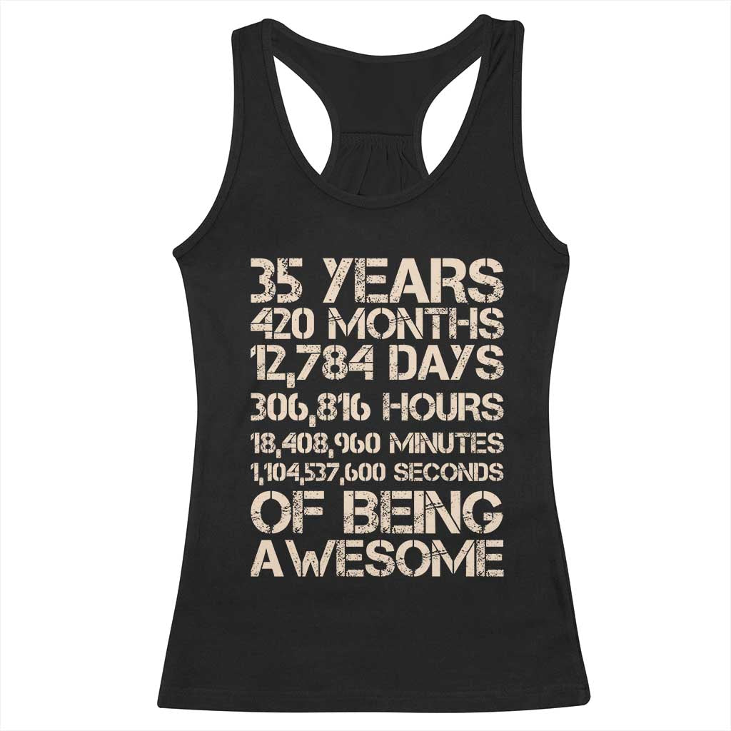 Vintage 35th Birthday Gift Racerback Tank Top 35 Years Of Being Awesome