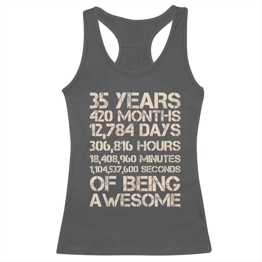 Vintage 35th Birthday Gift Racerback Tank Top 35 Years Of Being Awesome
