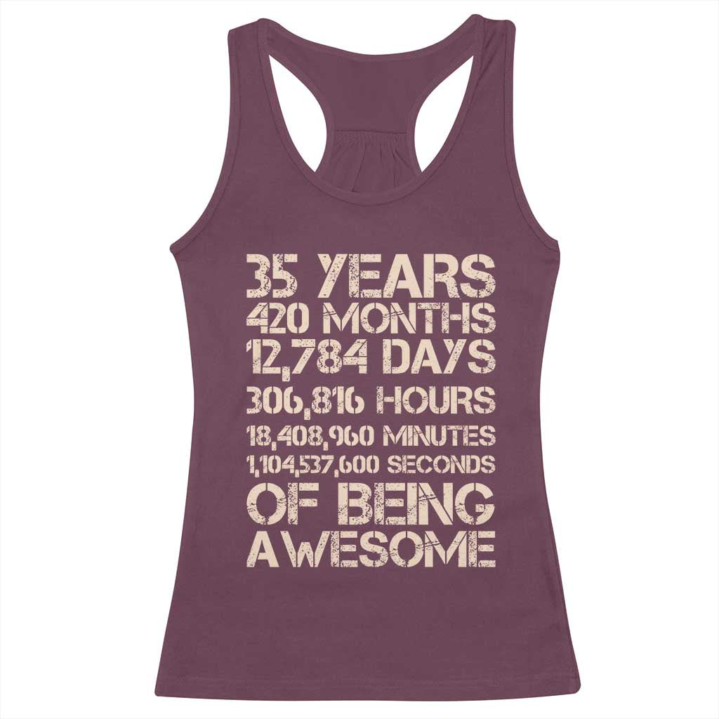 Vintage 35th Birthday Gift Racerback Tank Top 35 Years Of Being Awesome
