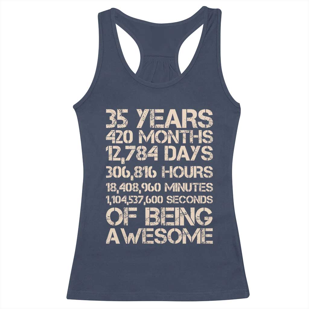 Vintage 35th Birthday Gift Racerback Tank Top 35 Years Of Being Awesome