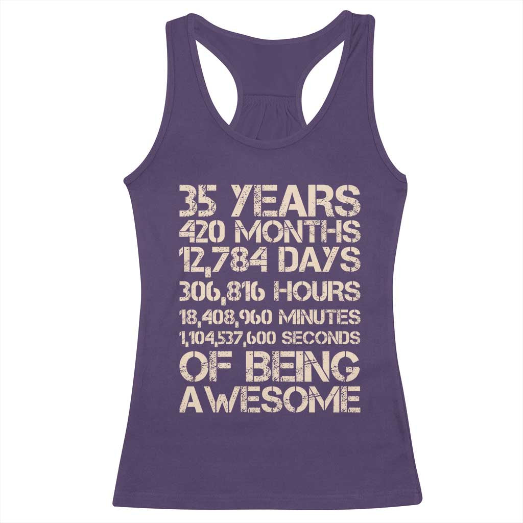 Vintage 35th Birthday Gift Racerback Tank Top 35 Years Of Being Awesome