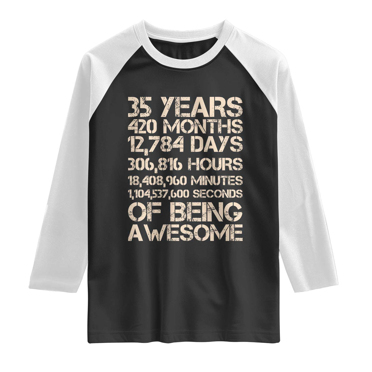Vintage 35th Birthday Gift Raglan Shirt 35 Years Of Being Awesome