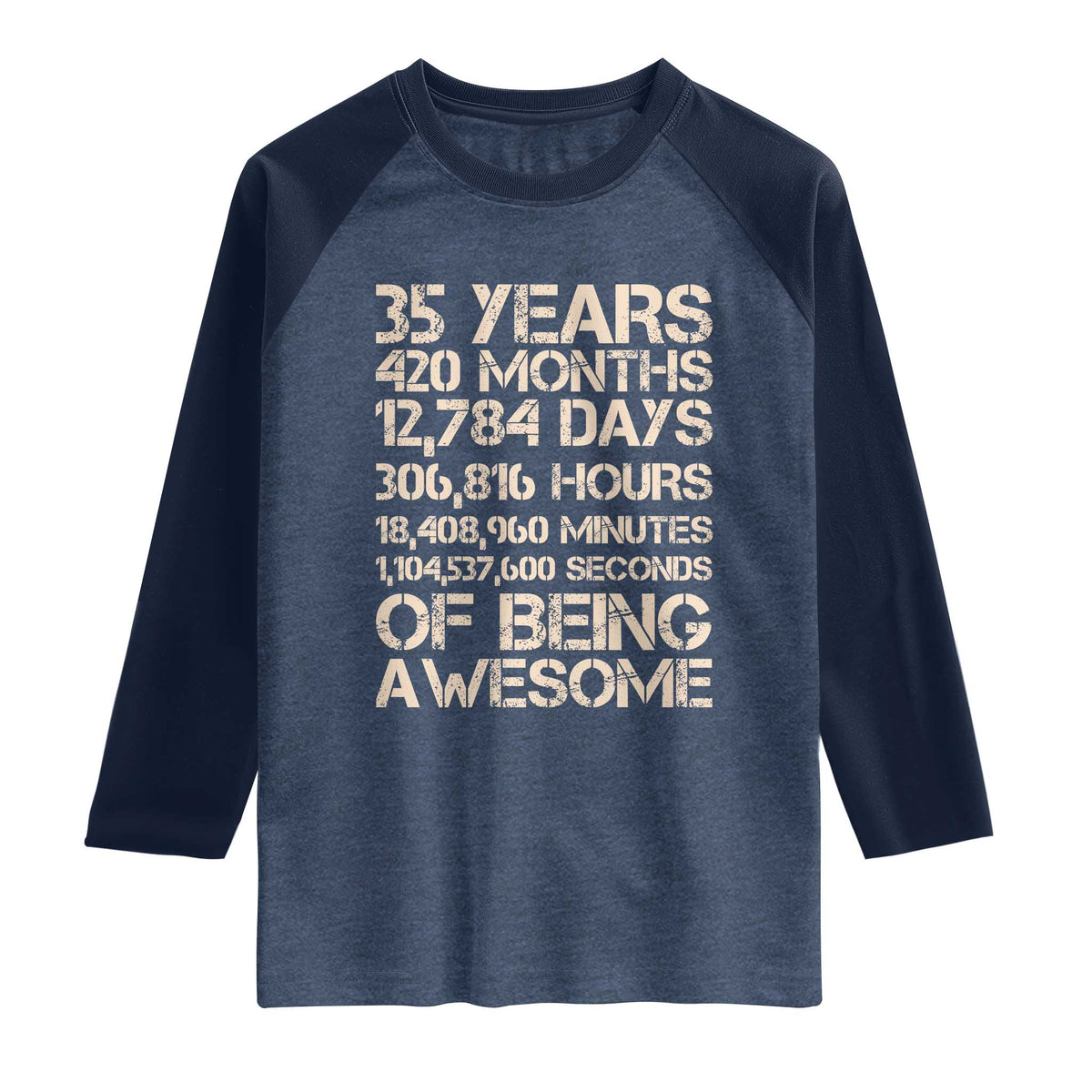 Vintage 35th Birthday Gift Raglan Shirt 35 Years Of Being Awesome
