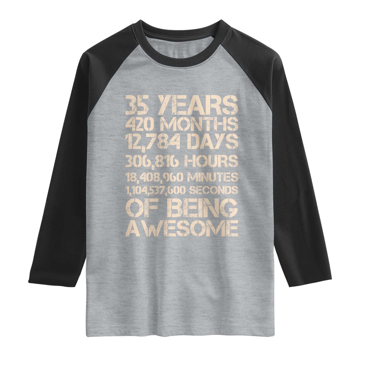 Vintage 35th Birthday Gift Raglan Shirt 35 Years Of Being Awesome