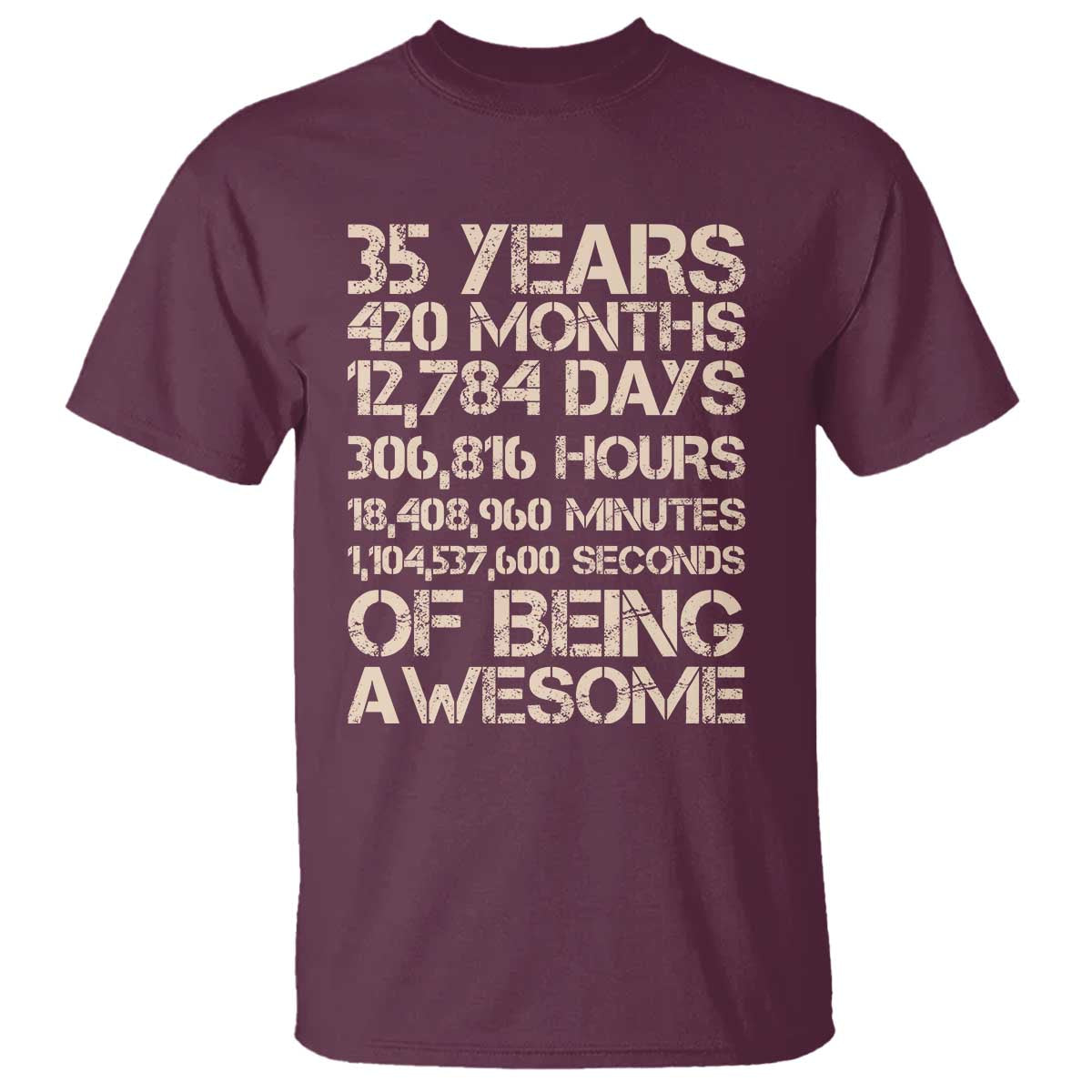 Vintage 35th Birthday Gift T Shirt 35 Years Of Being Awesome