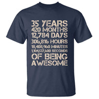 Vintage 35th Birthday Gift T Shirt 35 Years Of Being Awesome