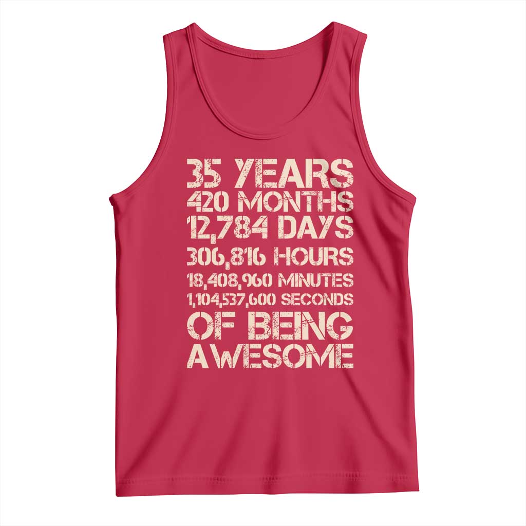 Vintage 35th Birthday Gift Tank Top 35 Years Of Being Awesome