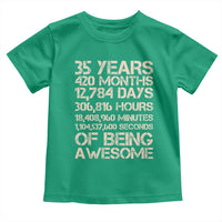 Vintage 35th Birthday Gift Toddler T Shirt 35 Years Of Being Awesome