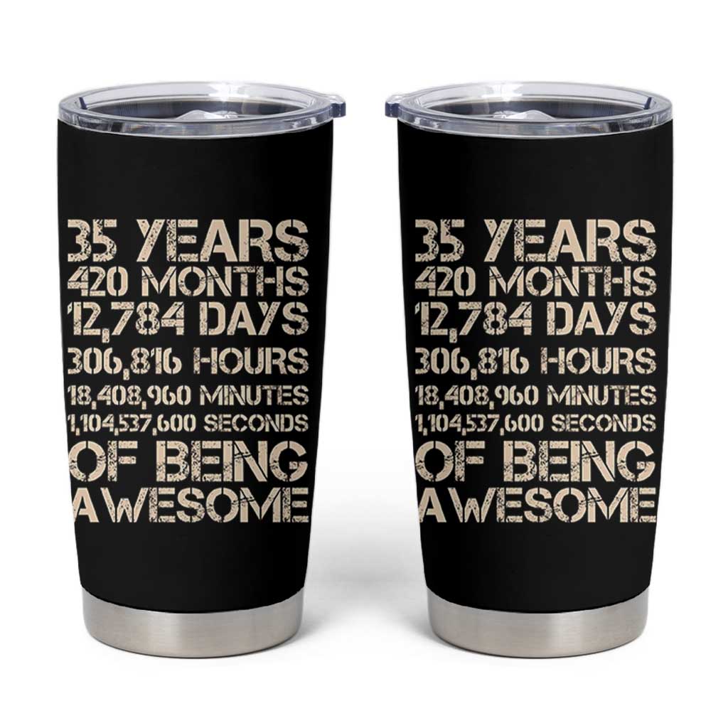 Vintage 35th Birthday Gift Tumbler Cup 35 Years Of Being Awesome