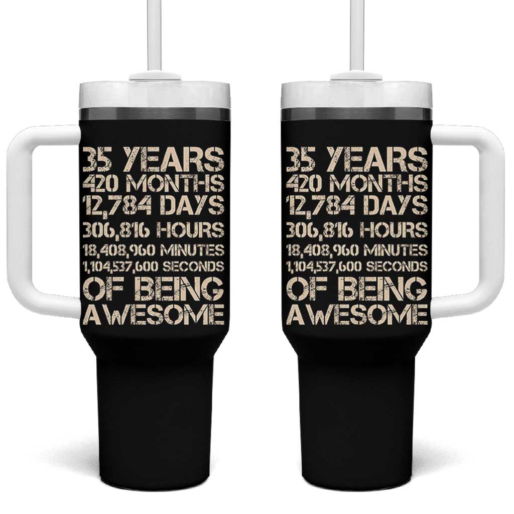 Vintage 35th Birthday Gift Tumbler With Handle 35 Years Of Being Awesome