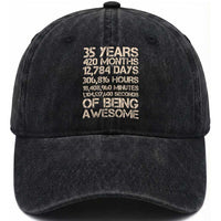 Vintage 35th Birthday Gift Washed Cotton Baseball Cap 35 Years Of Being Awesome