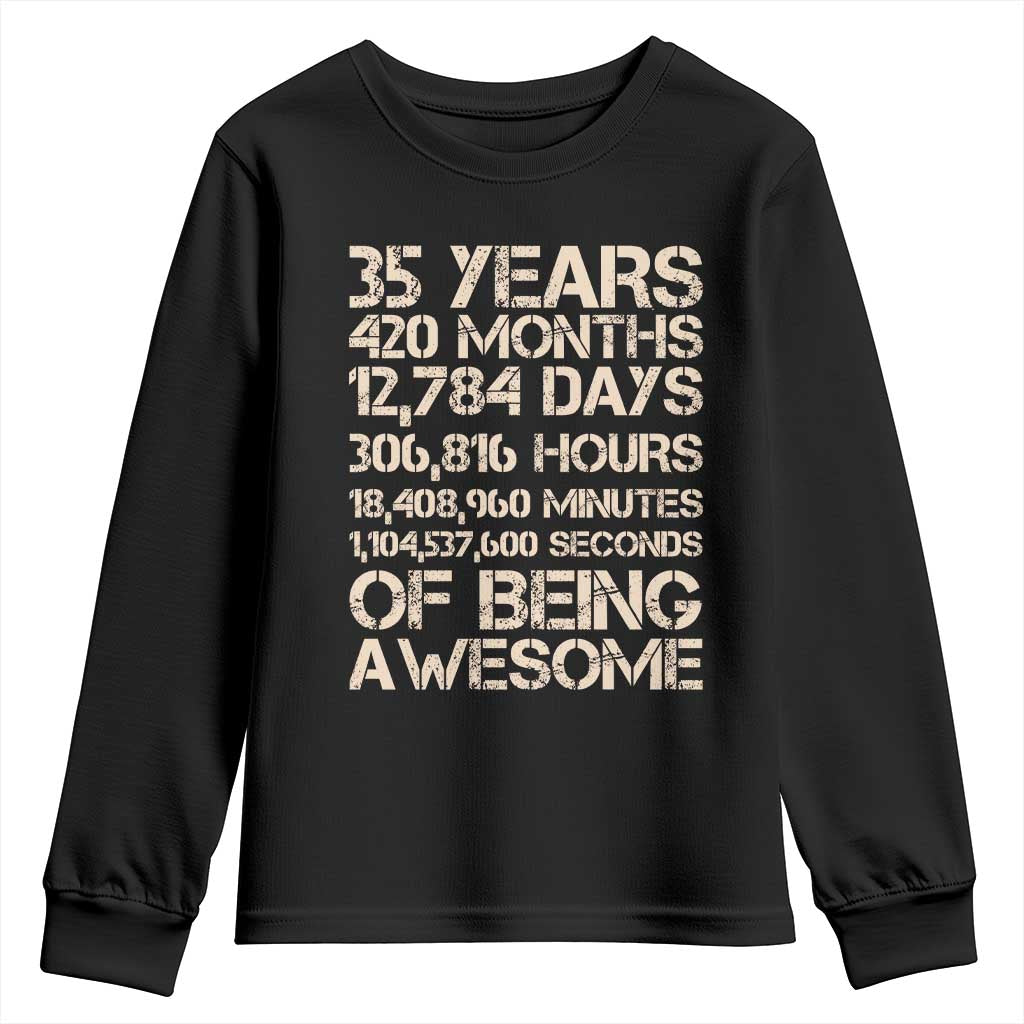 Vintage 35th Birthday Gift Youth Sweatshirt 35 Years Of Being Awesome