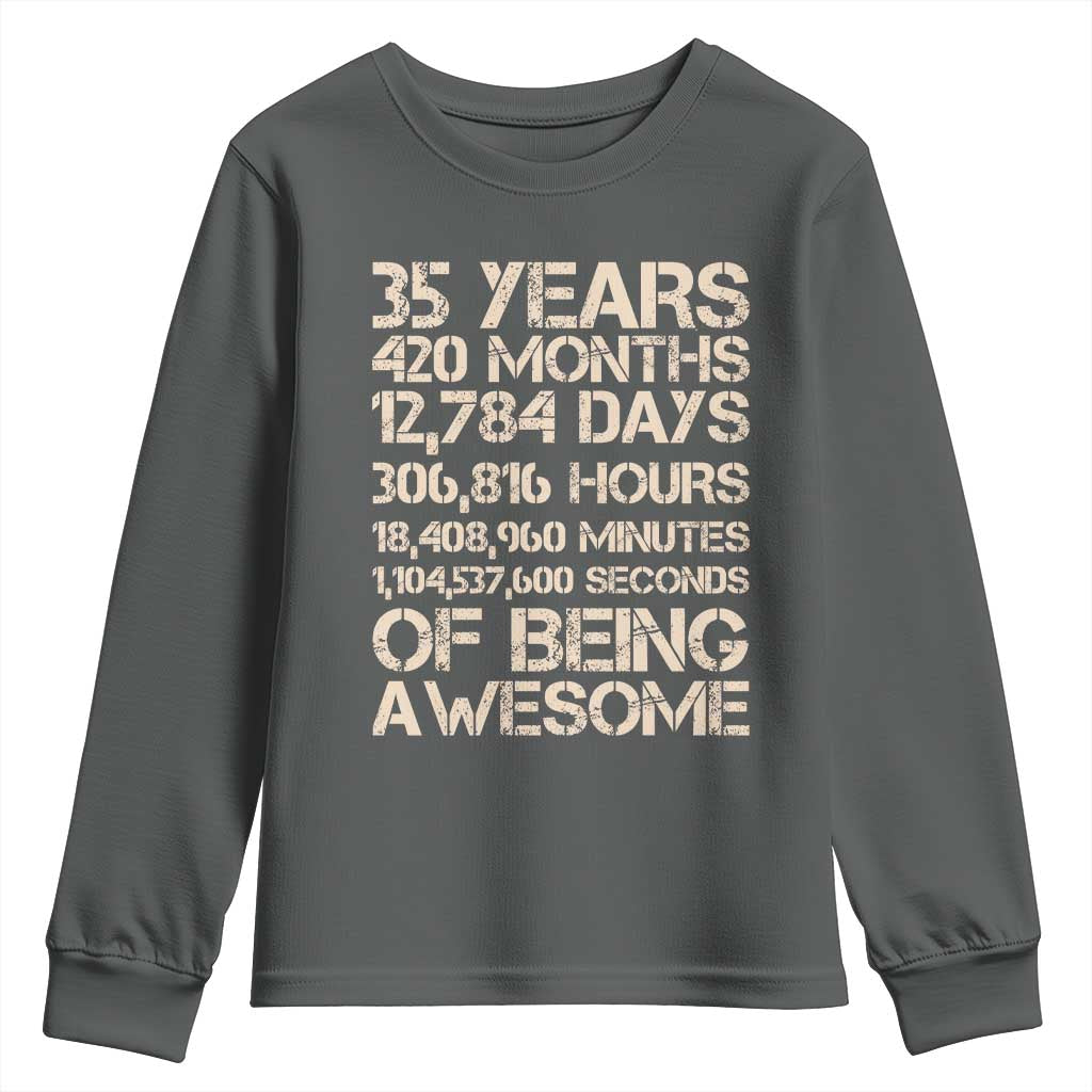 Vintage 35th Birthday Gift Youth Sweatshirt 35 Years Of Being Awesome