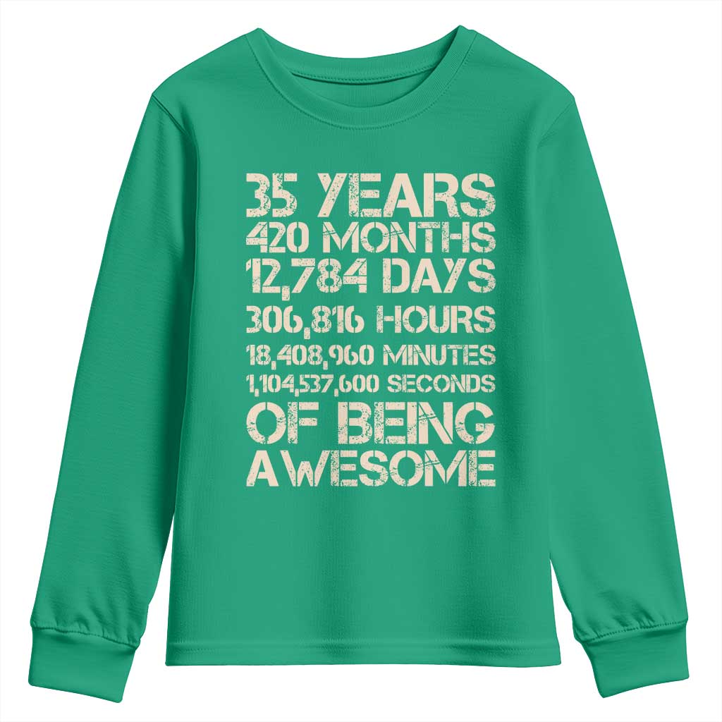 Vintage 35th Birthday Gift Youth Sweatshirt 35 Years Of Being Awesome