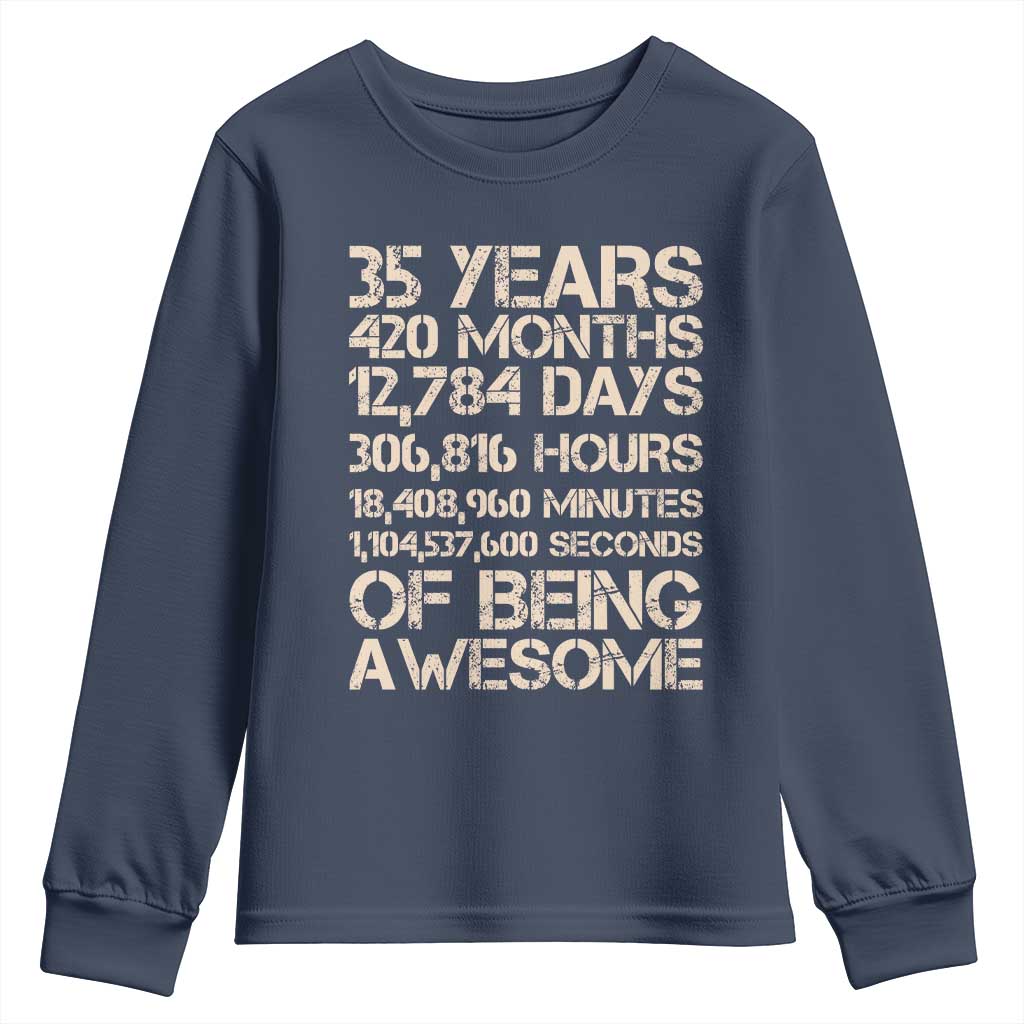 Vintage 35th Birthday Gift Youth Sweatshirt 35 Years Of Being Awesome
