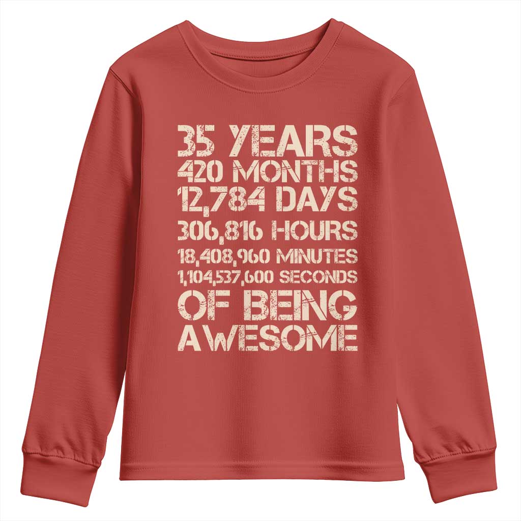 Vintage 35th Birthday Gift Youth Sweatshirt 35 Years Of Being Awesome