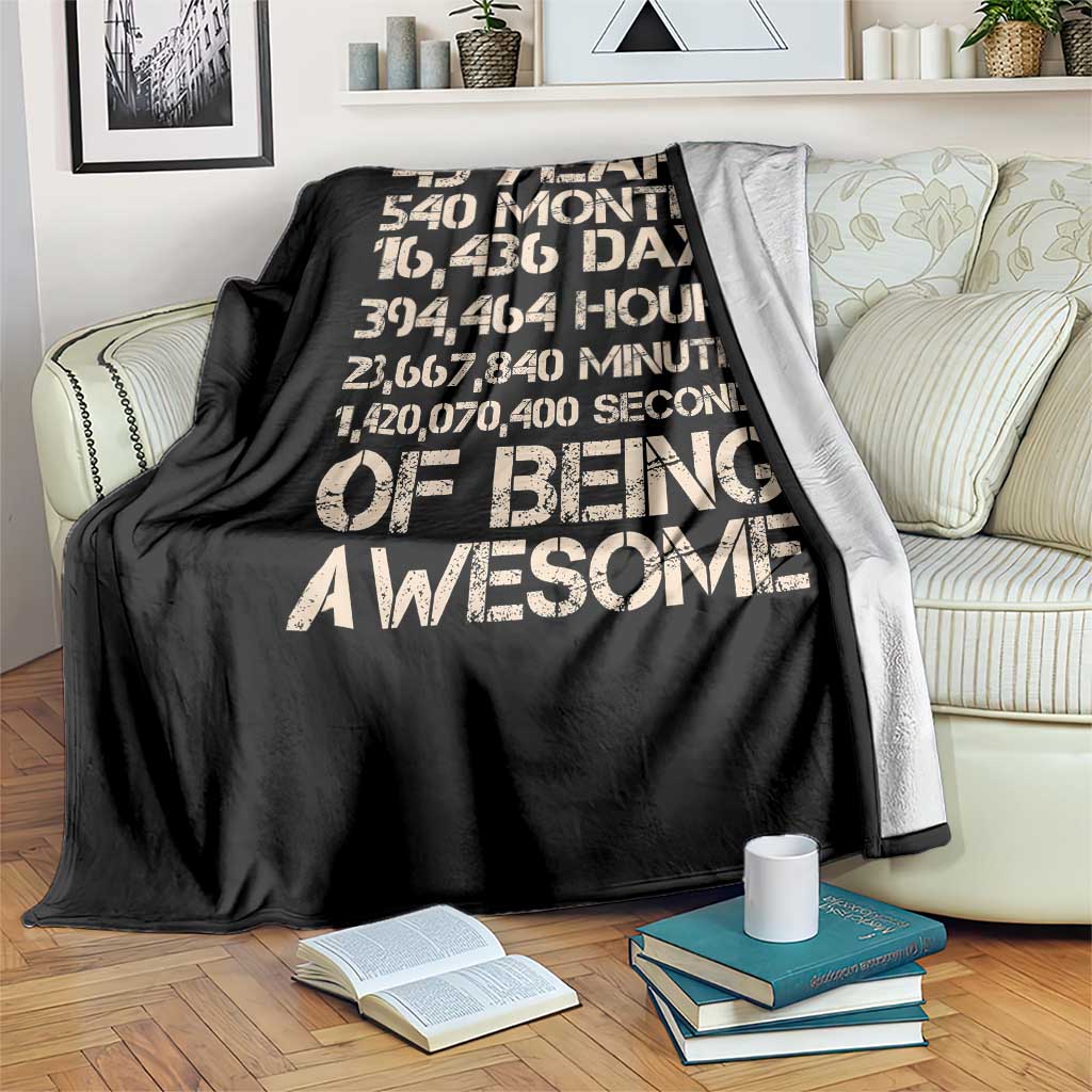 Vintage 45th Birthday Gift Throw Blanket 45 Years Of Being Awesome