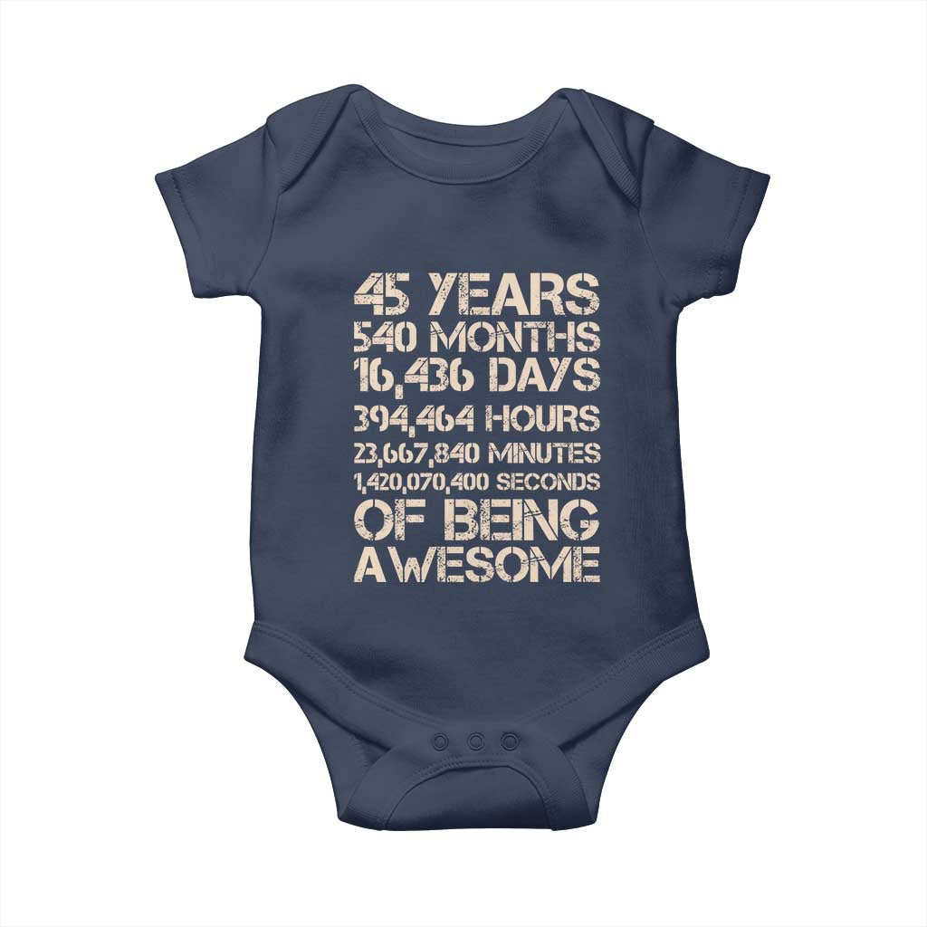 Vintage 45th Birthday Gift Baby Onesie 45 Years Of Being Awesome