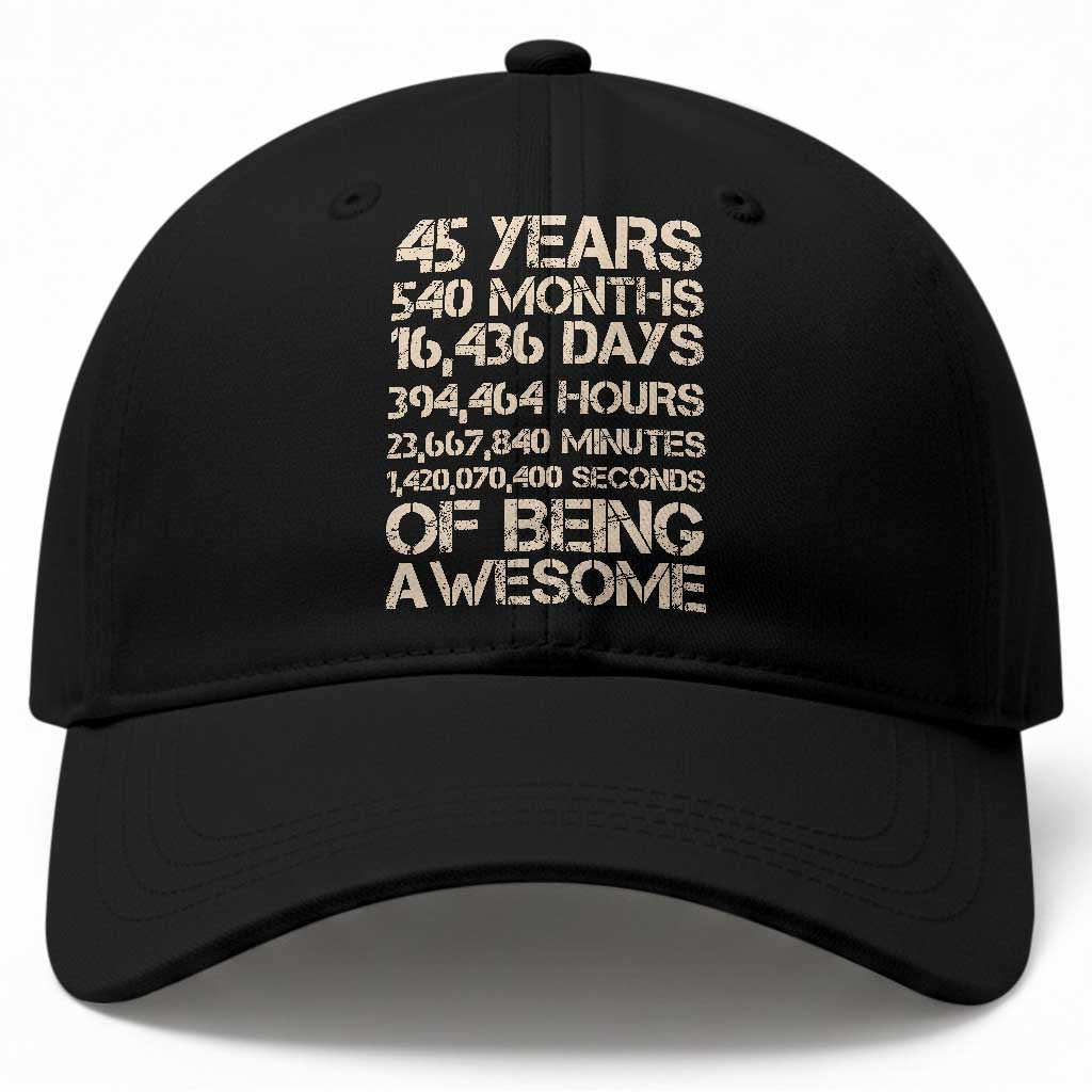 Vintage 45th Birthday Gift Baseball Cap 45 Years Of Being Awesome