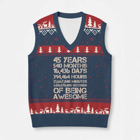 Vintage 45th Birthday Gift V-Neck Knit Sweater Vest 45 Years Of Being Awesome