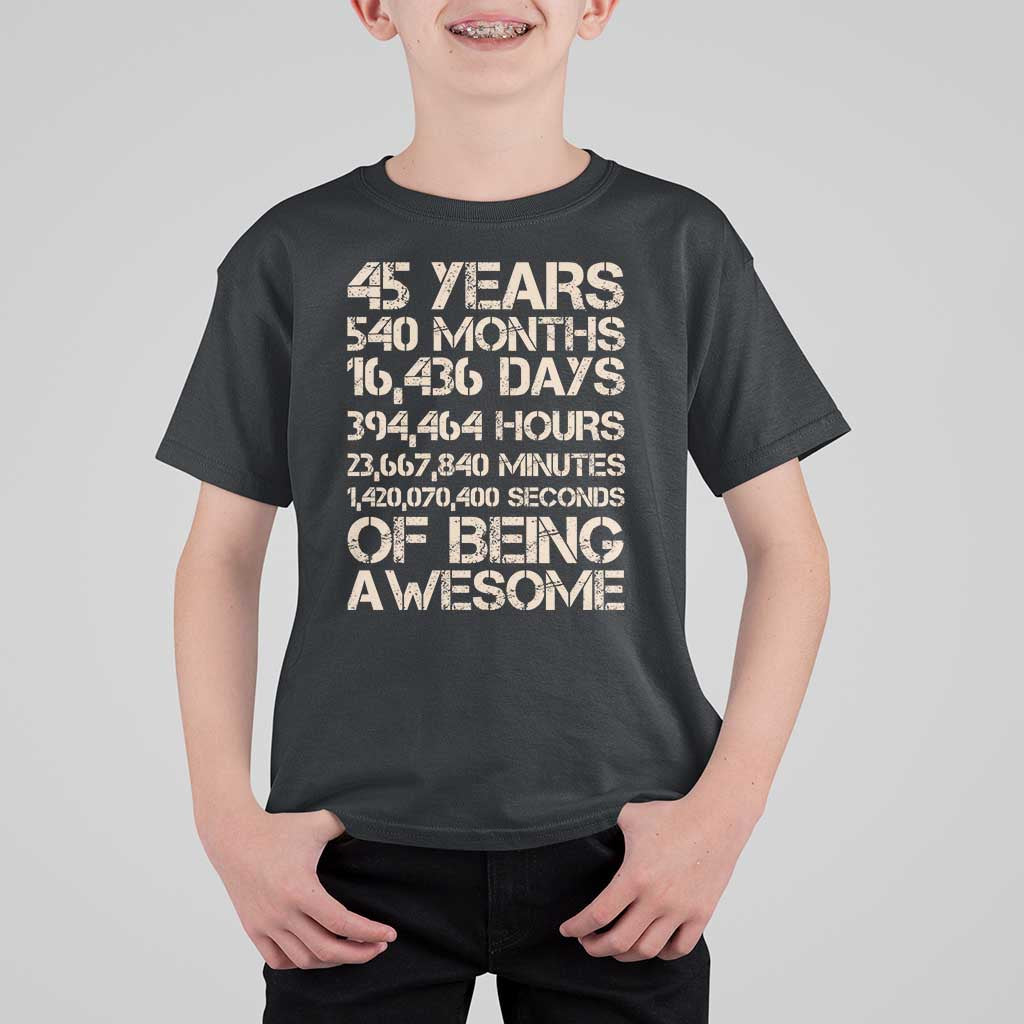 Vintage 45th Birthday Gift T Shirt For Kid 45 Years Of Being Awesome