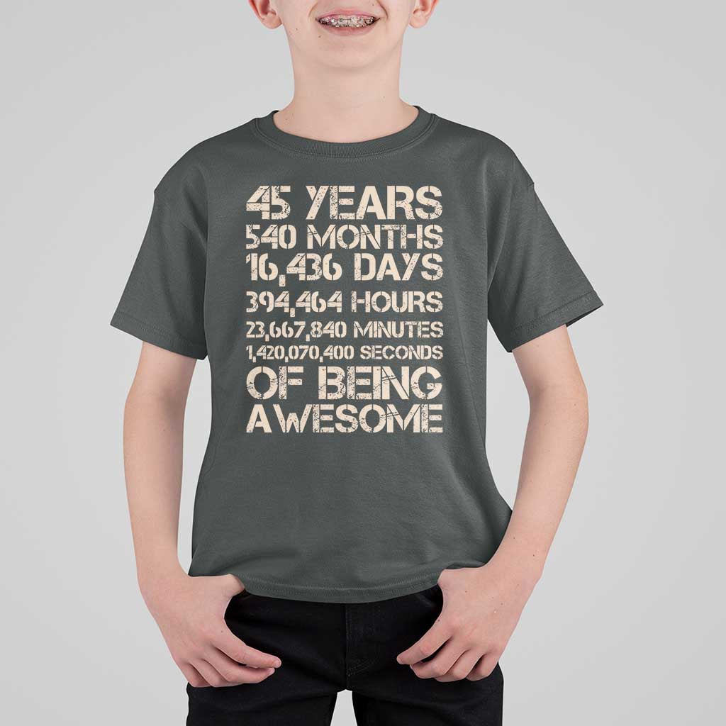 Vintage 45th Birthday Gift T Shirt For Kid 45 Years Of Being Awesome
