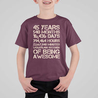 Vintage 45th Birthday Gift T Shirt For Kid 45 Years Of Being Awesome