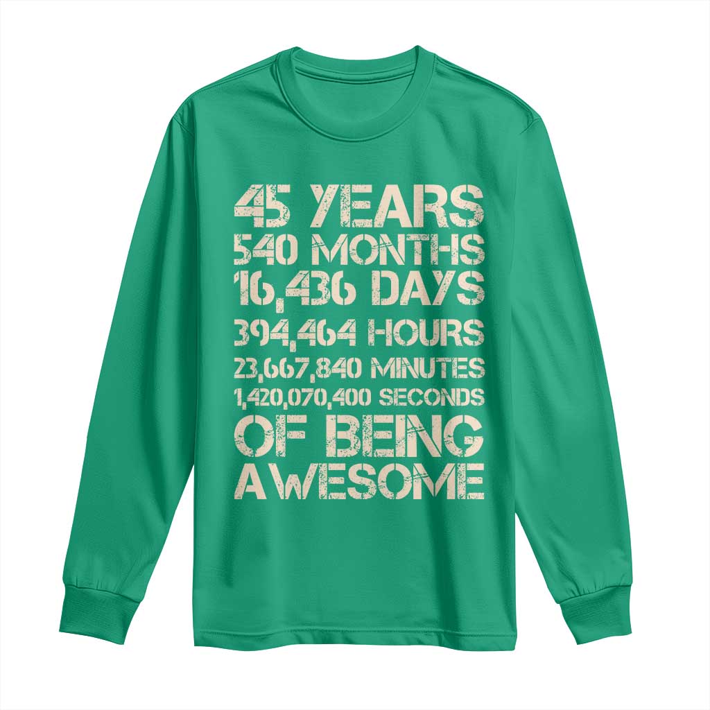 Vintage 45th Birthday Gift Long Sleeve Shirt 45 Years Of Being Awesome