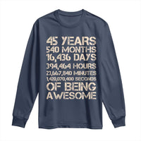 Vintage 45th Birthday Gift Long Sleeve Shirt 45 Years Of Being Awesome